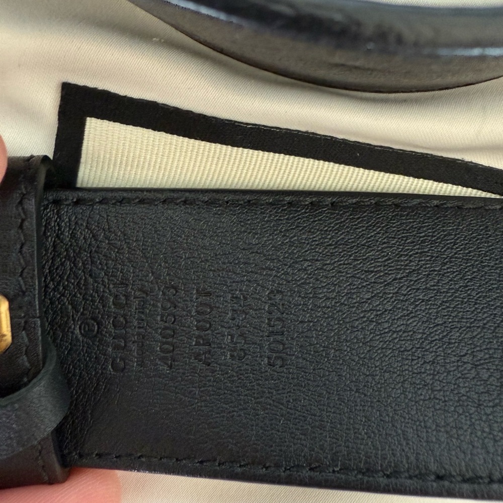 Gucci Black Belt with Gold GG Buckle 85cm - Picture 3 of 3